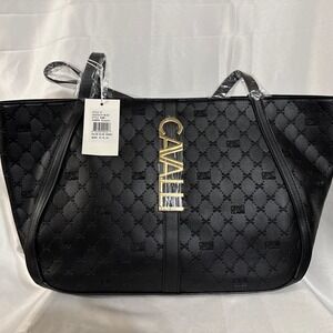 Cavalli Class XL Sandra Black Deboss Shopper Tote NWT $118 MSRP